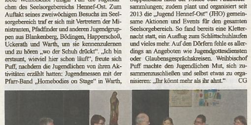 Zeitungsartikel Jugend trifft Weihbischof